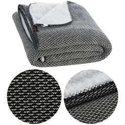 Koc 150 x 200 Mikrofibra Dwustronny Panda Czar+Bia