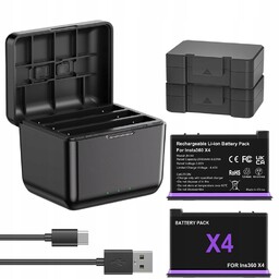 Ładowarka do akumulatorów INSTA360 X4 2 szt baterie