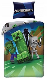 Dwustronna Pościel Minecraft Klocki Lego Creeper Kriper 140x200