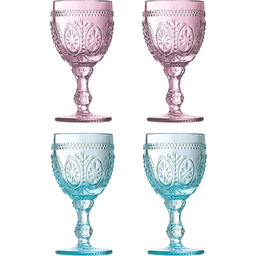 Premier Housewares Fleur kieliszki do wina, 2 różowe,