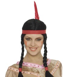 Peruka Indianki z piórkiem - 1 szt.