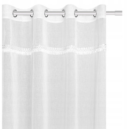 Firana 140 x 250 Dekoracyjna Boho Przelotki Biały