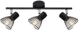 Lumes Czarna lampa sufitowa z trzema ażurowymi kloszami