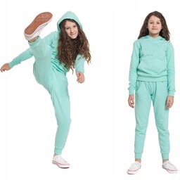 DC Miętowy Dres Kangurka+spodnie Elastyczny 158