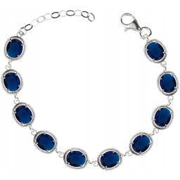 Piękna Srebrna Bransoletka Z Niebieskimi Cyrkoniam