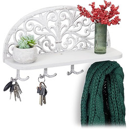 Relaxdays Wieszak na ubrania do przedpokoju z półką,