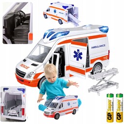 Karetka Pogotowia Ambulans Zabawka Napęd Dźwięki Światła Nosze