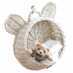 Wiklinowy koszyk ścienny Miś wybielany