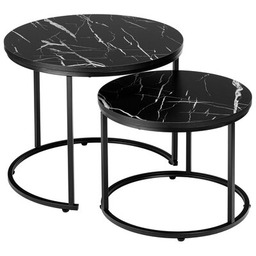 LOFTINSPIRED Zestaw stolików kawowych Galen Small Okrągły Czarny