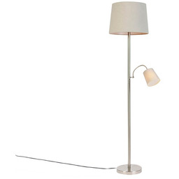 Inteligentna lampa podłogowa stalowa z szarym abażurem,