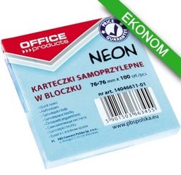 Bloczek biurowy samoprzylepny Office Products, 76x76mm, 1x100 kart.,