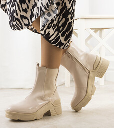 Beżowe lakierowane botki Asma -40