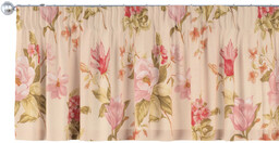 Lambrekin na taśmie marszczącej, duże kwiaty na kremowym