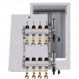 Rozdzielacz Nierdzewny do Podłogówki 4 Obwody z skrzynką