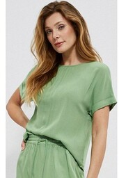 3741 Bluzka koszulowa z wiskozy, Kolor zielony, Rozmiar