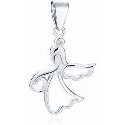 Rodowany srebrny wisior wisiorek anioł aniołek angel biała