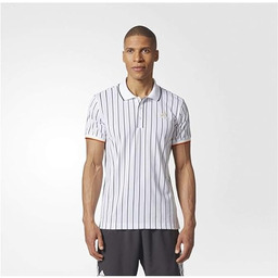 adidas Męskie polo w paski Biały/Blanco M