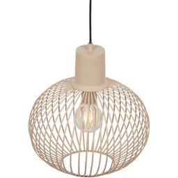 Nowoczesna lampa wisząca z drutu czarna z beżowym