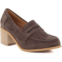 Półbuty damskie lordsy na obcasie zamszowe brązowe M.Daszyński