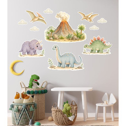 Mini Dino: Dinozaury pod wulkanem- zestaw kolorowych naklejek