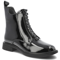 S.Barski Czarne Botki Lakierowane Buty Damskie