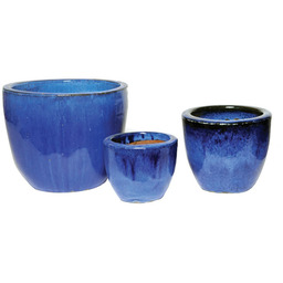 Donica ceramiczna glazurowana Ø30 x 26 cm niebieski