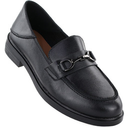 Skórzane półbuty damskie mokasyny czarne Vinceza 18117