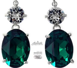 Kryształy Kolczyki Emerald Crystal Srebro