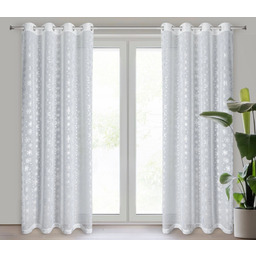 Firana bożonarodzeniowa biała z błyszczącym srebrnym nadrukiem