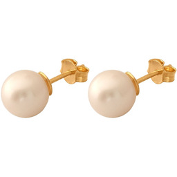 Złote kolczyki 585 kuleczki z białych perełek