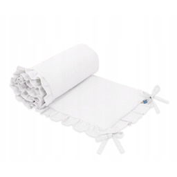 Uniwersalny ochraniacz z falbanką do łóżeczka niemowlęcego biały