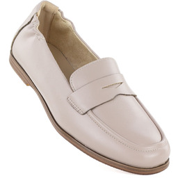 Skórzane mokasyny damskie beżowe Vinceza 18121