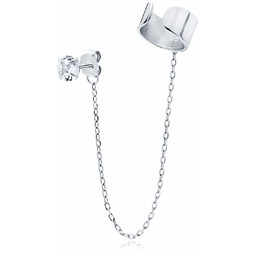 Elegancki rodowany srebrny kolczyk gładka nausznica ear cuff