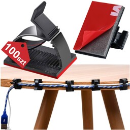 Samoprzylepne klipsy x100 Organizer biurkowy kabli organizery