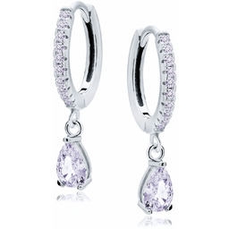 Rodowane srebrne kolczyki kółka kółeczka łezki krople lawendowe