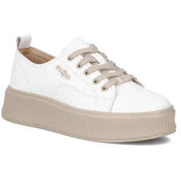 Skórzane półbuty sneakersy na platformie białe Filippo DP6122
