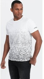 T-shirt męski bawełniany z gradientowym nadrukiem - biały