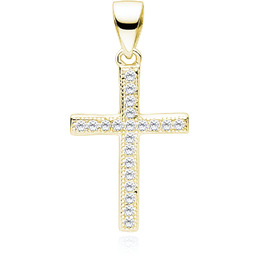 Pozłacany srebrny krzyżyk krzyż cyrkonia cyrkonie srebro 925