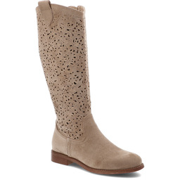 S.Barski Kozaki damskie, ażurowa cholewka do kolana zamek