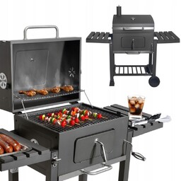 Duży grill węglowy ogrodowy ruszt z pokrywą popielnik