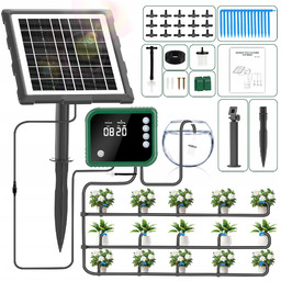 Solarny system nawadniania roślin, automatyczny, 15m wąż,