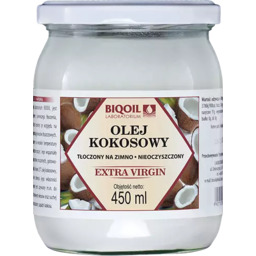 Olej kokosowy nierafinowany tłoczony na zimno 450 ml