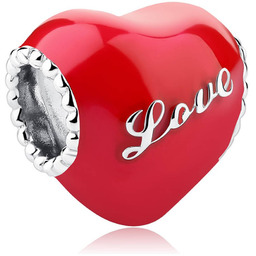 Srebrna Zawieszka Czerwone Serce Napis LOVE