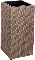 BEŻOWA WYSOKA DONICZKA OGRODOWA Z TECHNORATTANU