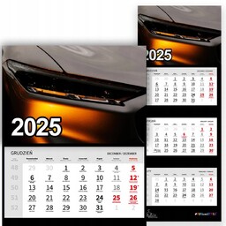 KALENDARZ TRÓJDZIELNY 2025 MOTORYZACYJNY Ścienny Motoryzacja Wzory