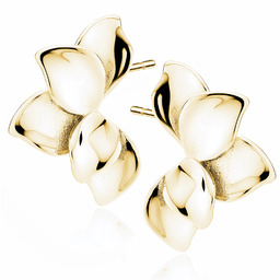 Delikatne pozłacane srebrne kolczyki wkrętki listki liście srebro