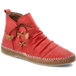 Ravini Czerwone Botki Eleganckie Trzewiki Damskie