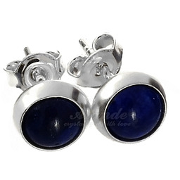 Lapis Lazuli Srebro Eleganckie Kolczyki Sztyft 7mm