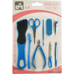 Zestaw akcesoria manicure separator nożyczki tarka niebieski