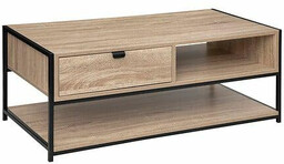 Stolik kawowy Aliaj prostokątny z szufladą loftowy drewniany